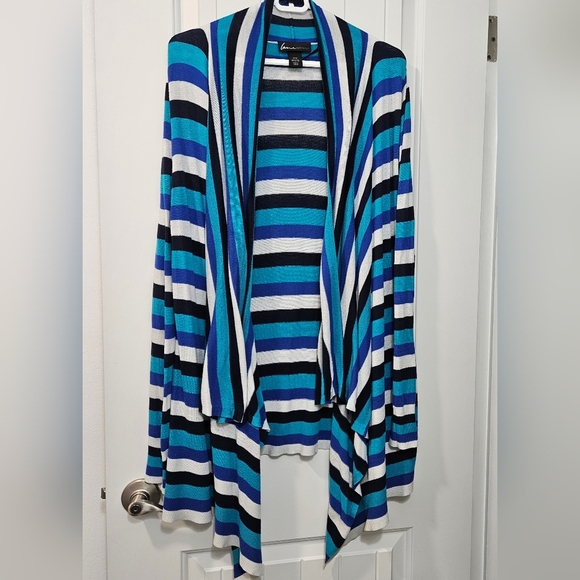 Lane Bryant Sweaters - Lane Bryant Open Front Cardigan Blue/white Stripes Plus Size 14/16
